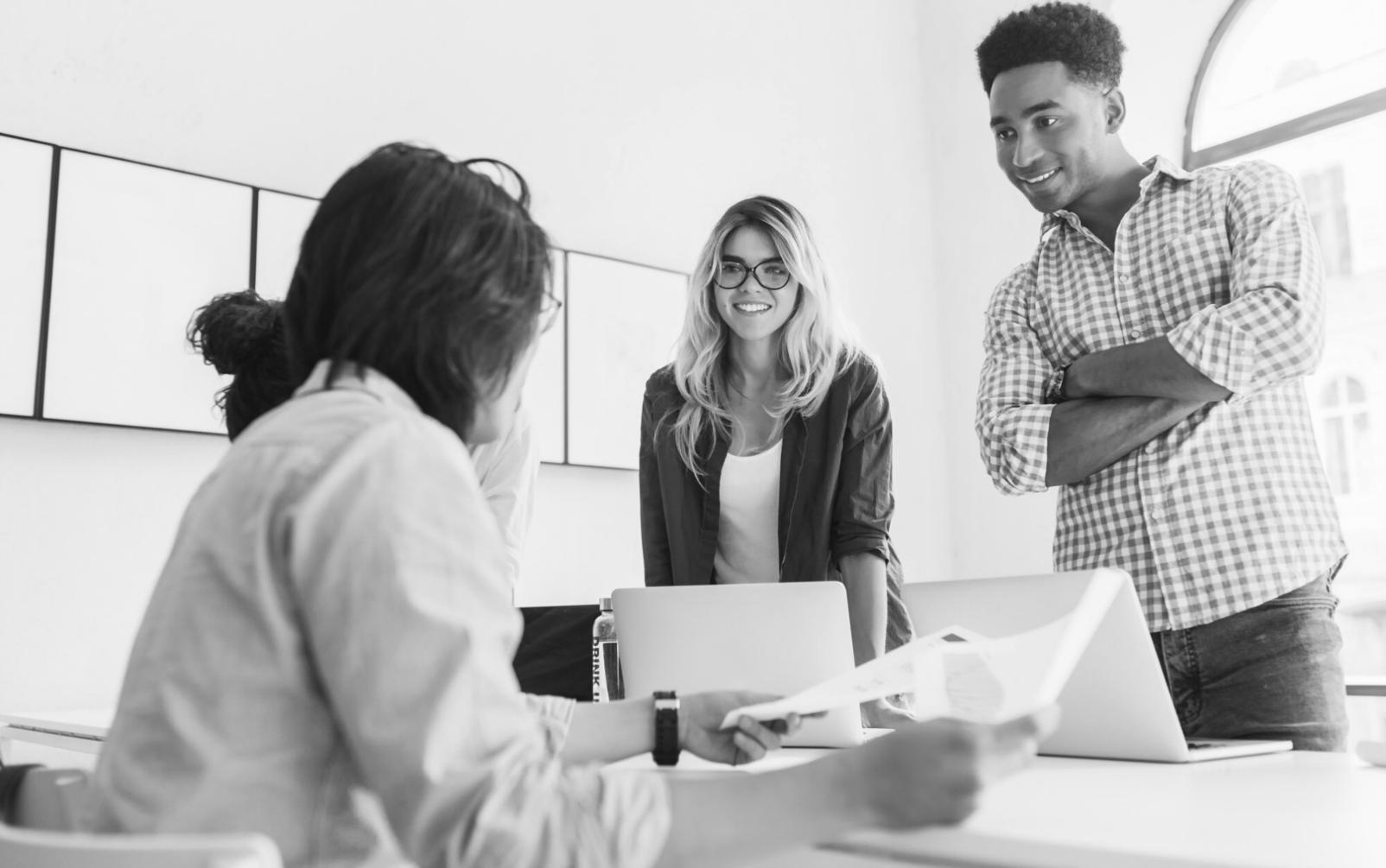 Business meeting discussing financial strategy and investment planning